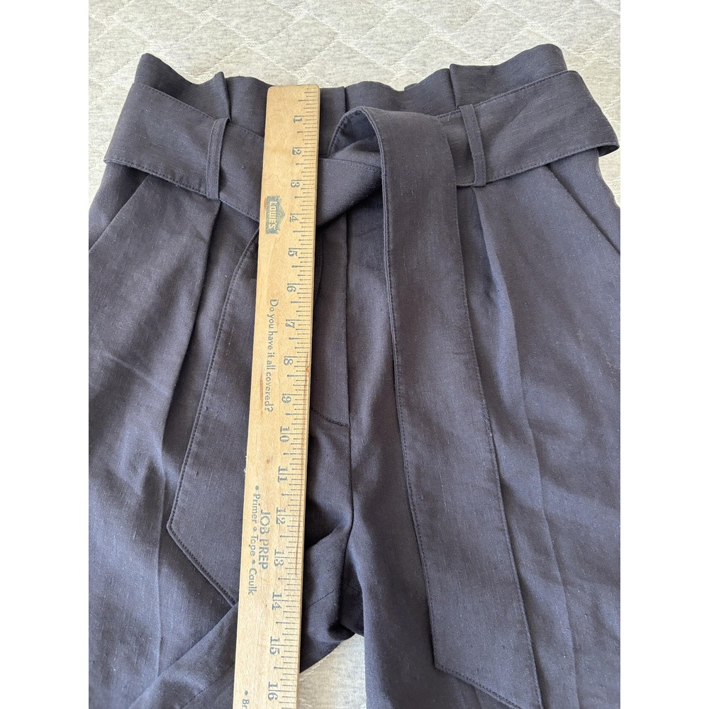 Veronica Beard Pants Womens‎ 4 Blue Wide Leg Linen Wool Blend Belted High Rise - Picture 7 of 8